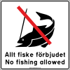 Skylt "Allt Fiske Förbjudet, No Fishing Allowed" Vit 50x50cm 2. Synlig och stabil kvadratisk skylt från Farbror Skylt.