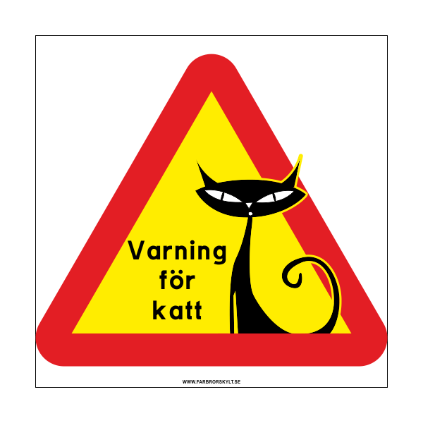 Skylt "Varning för Katt" Siames visar en siluett av en smal katt med utpräglat huvud och en charmig krok på svansen.