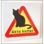 Akta Katter Skylt ett katt skylt i röd , gul samt svart design.