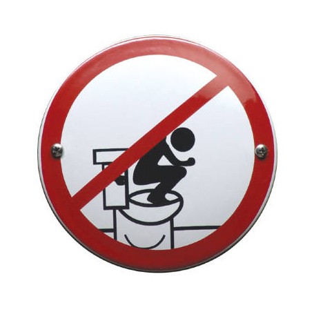 Emalj Stå inte på toaletten - Krökt